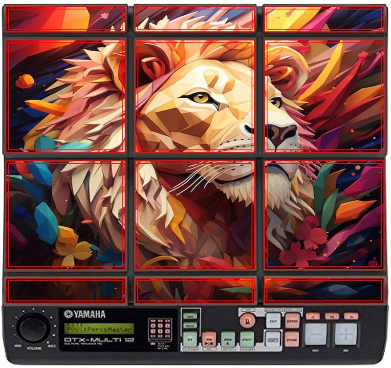 RHYTHM PRO Lion King Self Adhesive PVC Vinyl Stickers (Set of 12 PCS.) Compatible for Y A M A H A DTX-M12 PAD Protect Your Device from Dirt, Minor Scratches & Dullness. (Design 14) - Image 1