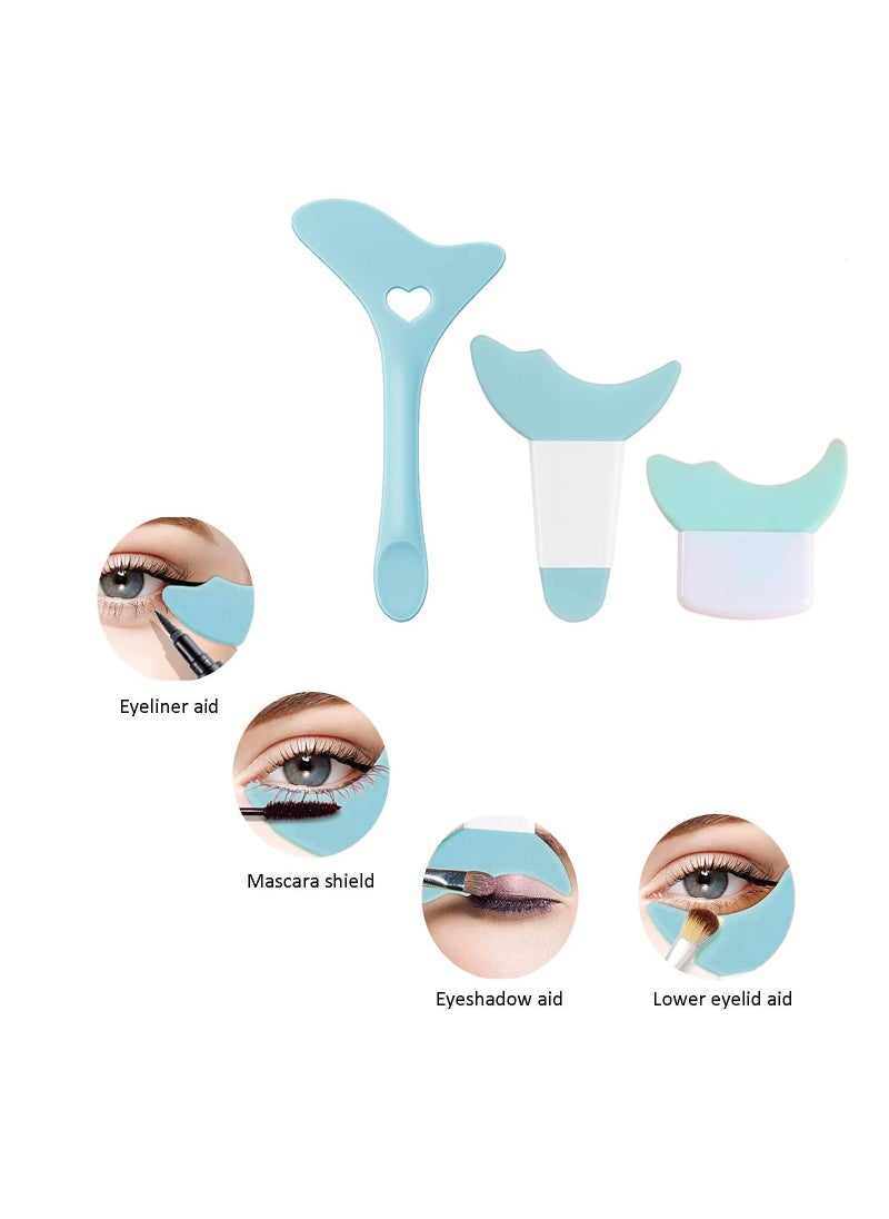 LEVGLAKE - 3 Pack Eyeliner Stencils, Silicone Eyeliner Aid Tool Eyeliner Guide Tool Mascara Shield Applicator Eye Makeup Stencils for Eyeliner, Eyelashes, Eyeshadow (Blue) - Image 1