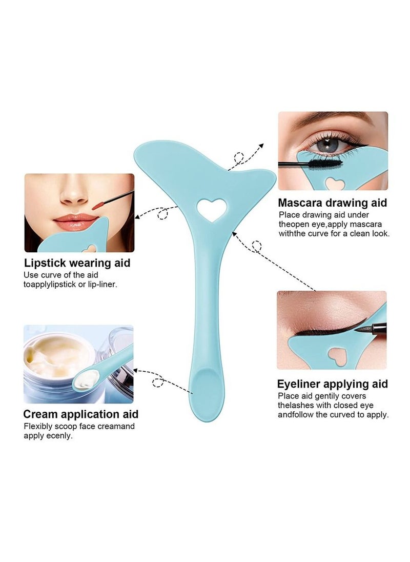 LEVGLAKE - 3 Pack Eyeliner Stencils, Silicone Eyeliner Aid Tool Eyeliner Guide Tool Mascara Shield Applicator Eye Makeup Stencils for Eyeliner, Eyelashes, Eyeshadow (Blue) - Image 1