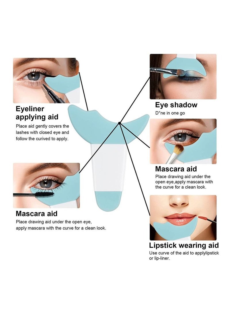 LEVGLAKE - 3 Pack Eyeliner Stencils, Silicone Eyeliner Aid Tool Eyeliner Guide Tool Mascara Shield Applicator Eye Makeup Stencils for Eyeliner, Eyelashes, Eyeshadow (Blue) - Image 1