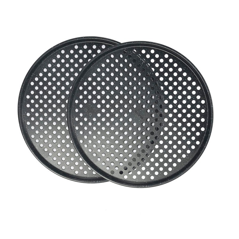14 inch Pizza Pan with holes 2 pack perforated huge Pizza Tray Carbon Steel Crisper Pan Non stick Pizza pan for oven
