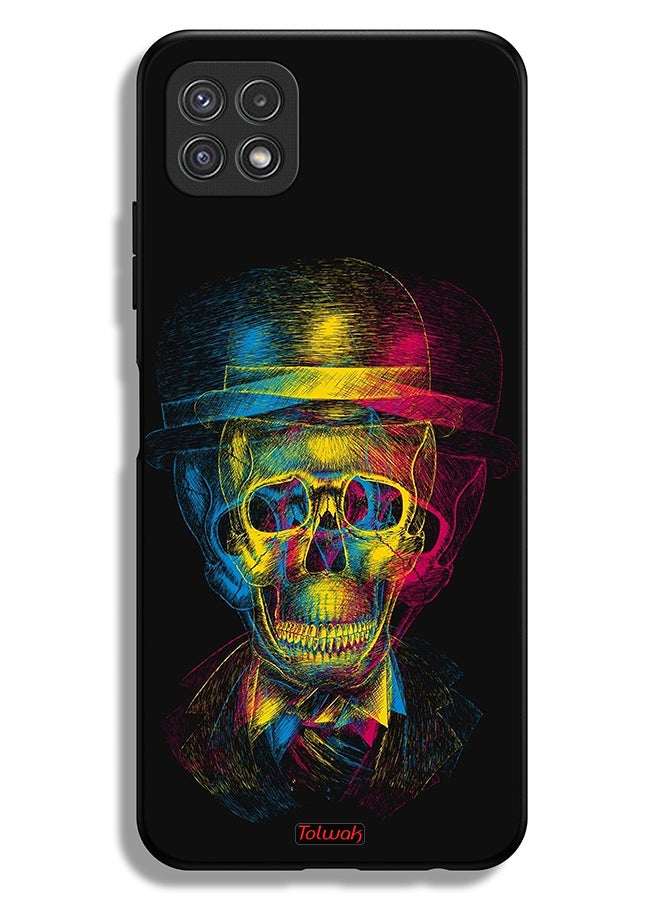 Tolwak Samsung Galaxy A22 5G Protective Case Cover Skull Colorful Hat Fantasy Art - Image 1