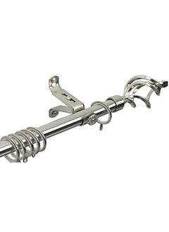 AL WADI FURNITURE Set of 2 Roman Pole Style Heavy Duty Luxury Extendable Curtain Rods, Metal Single Rods Finials Decorative End Window Treatment Rods Drapery Rods (SILVER, 110 – 200 cm)  - Image 4
