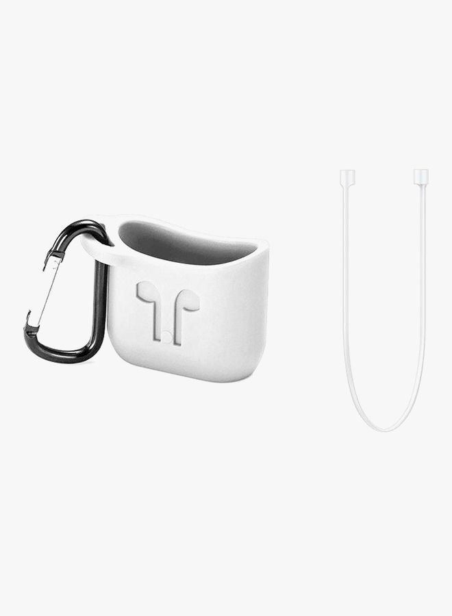NIBEMINENT Charging Cover Hanging Pouch Case For Apple AirPods With Lanyard White - Image 2