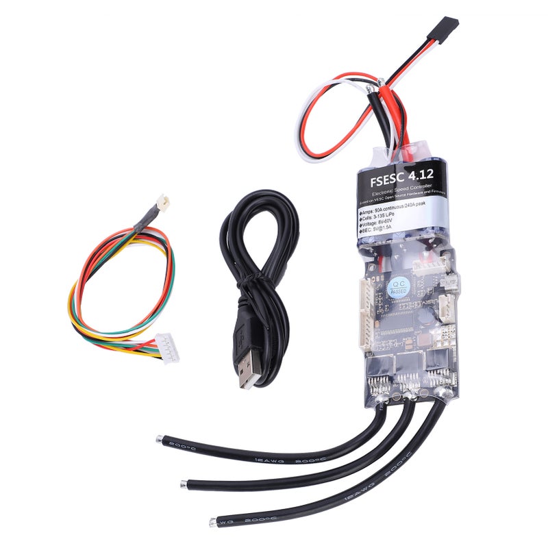 تحكم السرعة الإلكتروني محرك واحد V4 ميني FSESC4.12 ESC تيار عالي 50 أمبير مع متلون أنوديومًا - Image 1
