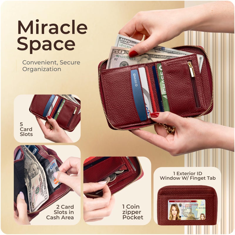 Claasico Bifold Wallet for Women RFID Blocking | Genuine Leather Zip Wallet & Ladies Coin Pocket | Stylish Credit Card Holder | Travel Wallet with Anti-Theft Protection - Image 2