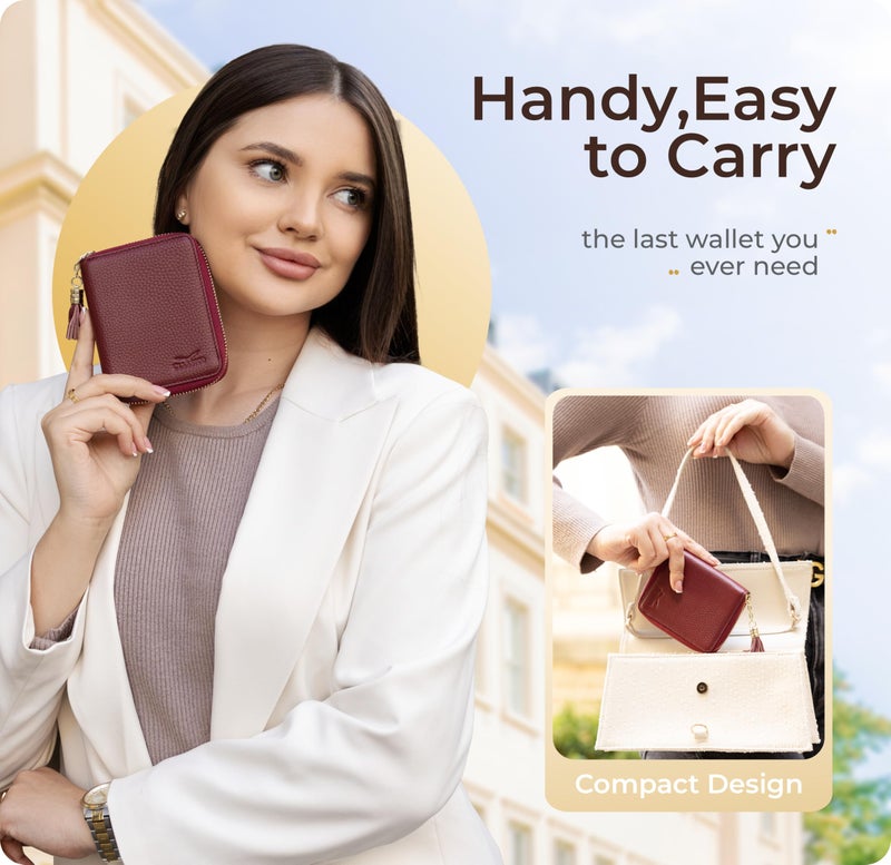 Claasico Bifold Wallet for Women RFID Blocking | Genuine Leather Zip Wallet & Ladies Coin Pocket | Stylish Credit Card Holder | Travel Wallet with Anti-Theft Protection - Image 3