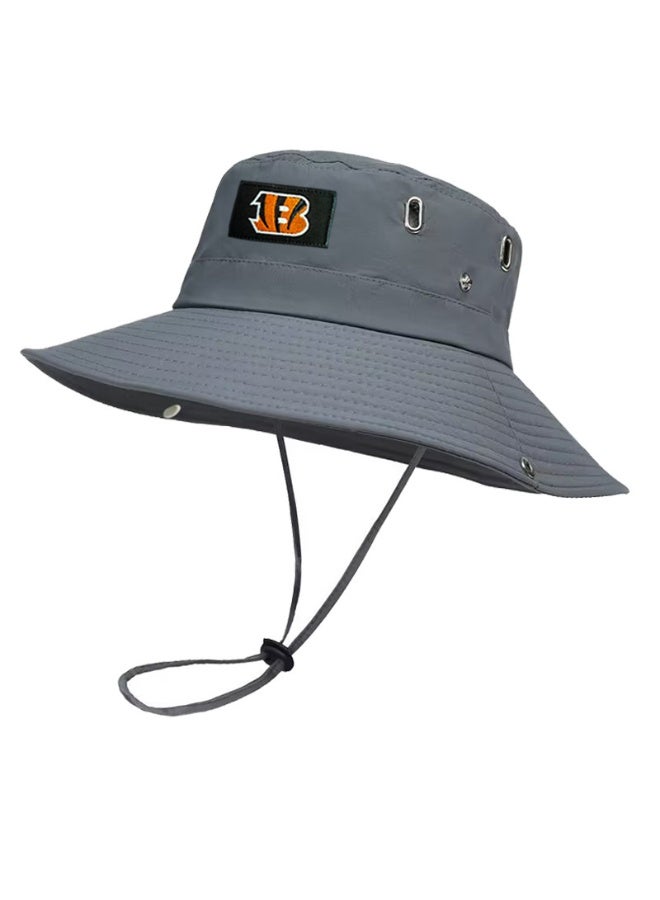 Cincinnati Bengals Gray Boonie Bucket Hat - Official Team Logo Outdoor Sun Hat with Secure Fit for Fans