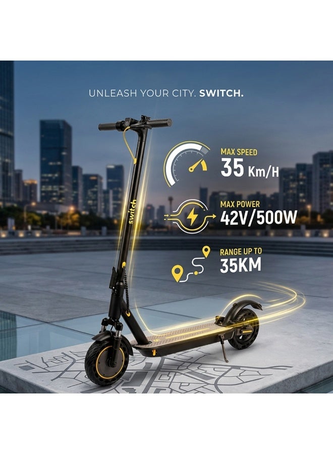 SWITCH ES-D150 42V/500W Electric Scooter, Foldable & Lightweight E-Scooter, 35 km/h Max Speed, 35 km Range, Commuter Scooter, Black - Image 3