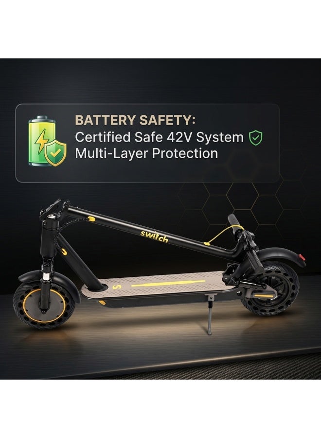 SWITCH ES-D150 42V/500W Electric Scooter, Foldable & Lightweight E-Scooter, 35 km/h Max Speed, 35 km Range, Commuter Scooter, Black - Image 4