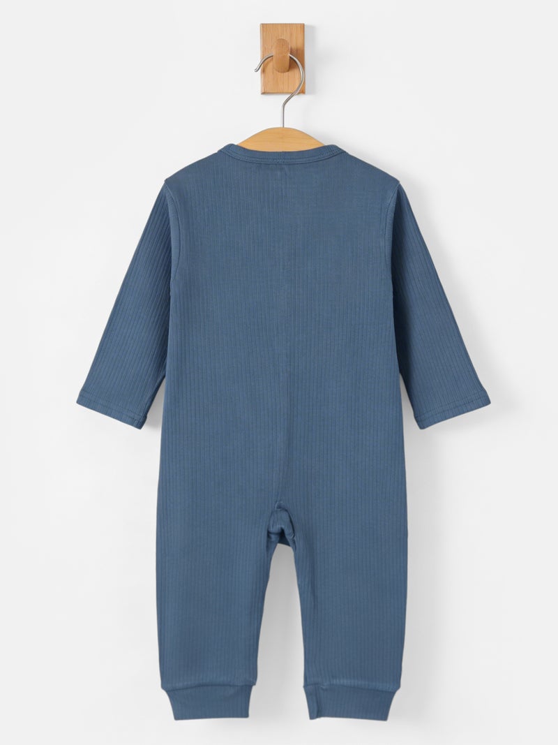 بابيز_بيسك بيبيز بيسك سليب سوت / رومبر فاخر من القطن المضلع المميز, أزرق - Image 5