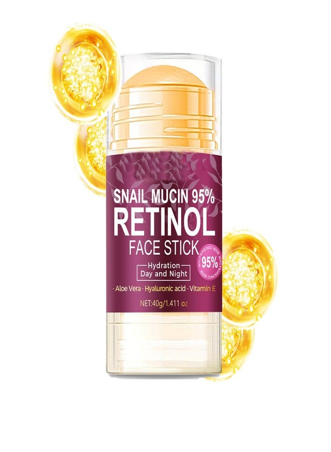 Grospe Retinol Face Stick, Hyaluronic Acid Face Moisturizer with 95% Snail Mucin Lifting & Firming Anti Wrinkle Facial Moisturizer Balm Stick Deep Hydration Anti Aging Repair Cream for All Skin Types 1.41oz - Image 1