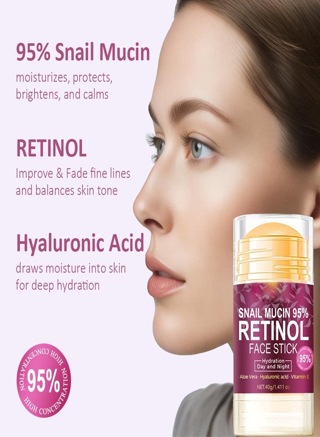 Grospe Retinol Face Stick, Hyaluronic Acid Face Moisturizer with 95% Snail Mucin Lifting & Firming Anti Wrinkle Facial Moisturizer Balm Stick Deep Hydration Anti Aging Repair Cream for All Skin Types 1.41oz - Image 3
