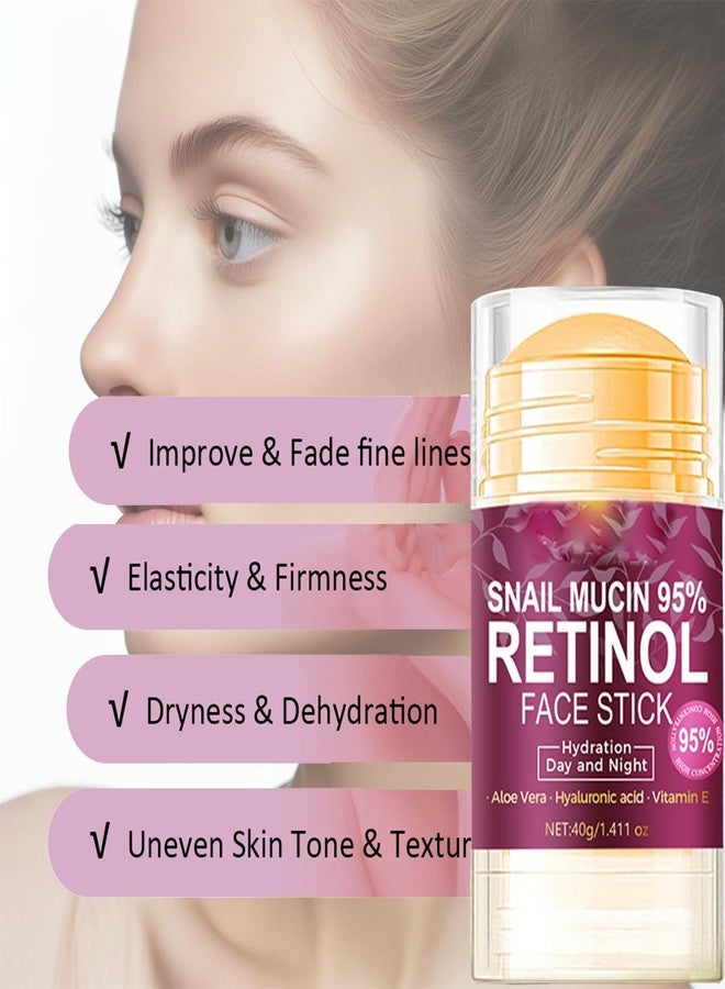 Grospe Retinol Face Stick, Hyaluronic Acid Face Moisturizer with 95% Snail Mucin Lifting & Firming Anti Wrinkle Facial Moisturizer Balm Stick Deep Hydration Anti Aging Repair Cream for All Skin Types 1.41oz - Image 5