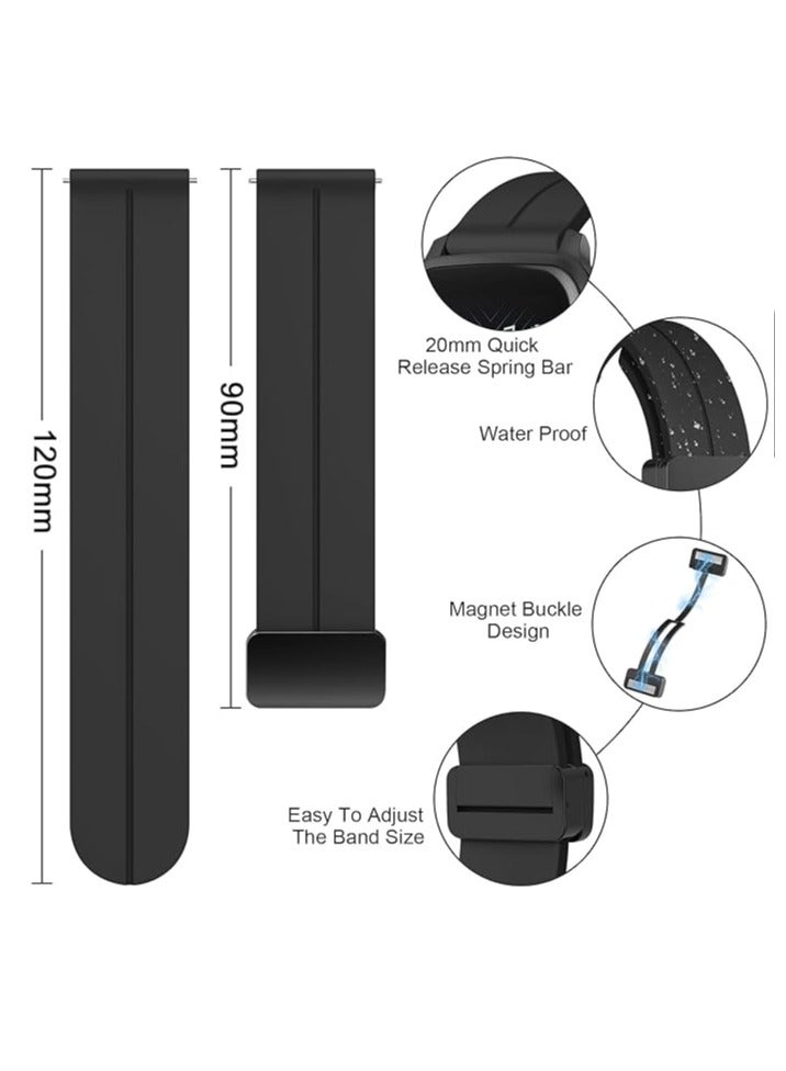 DUSALA Silicone Band With Magnetic folding Buckle for Samsung Galaxy Watch 6/5/4 Watch 5 Pro Quick Release Silicone Straps for Women Men 20mm - Image 2