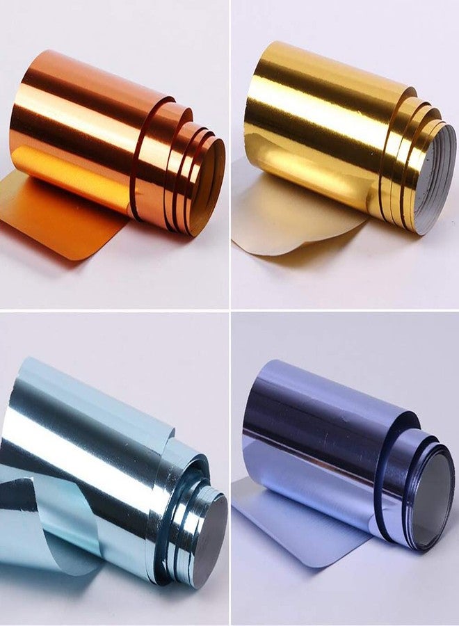 MWOOT 10 Rolls Metallic Color Holographic Nail Foil Transfer Sticker Set, Starry Sky Manicure Kit (Gold, Silver, Rose Gold, Red) - Image 4
