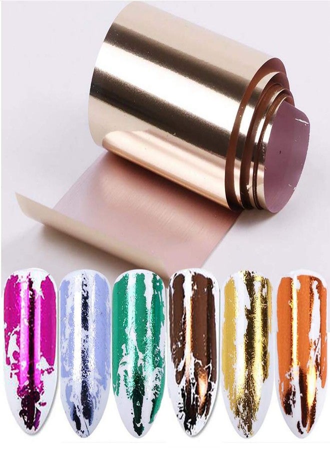 MWOOT 10 Rolls Metallic Color Holographic Nail Foil Transfer Sticker Set, Starry Sky Manicure Kit (Gold, Silver, Rose Gold, Red) - Image 3