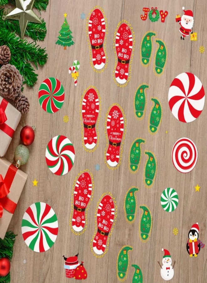 Omlisca Christmas Peppermint Floor Decals Footprints Stickers 264 Pieces - Wall Decal for Candy Land Party Decorations, Xmas Candy Stickers for Classroom, Living Room, Home Office Decor - Image 1