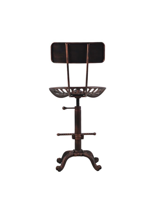 Diwhy Industrial Design Metal Adjustable Height Backrest Chair Vintage Tractor Saddle Bar Stool Copper - Image 4