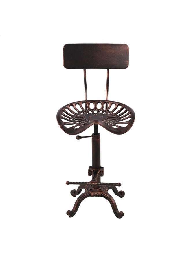 Diwhy Industrial Design Metal Adjustable Height Backrest Chair Vintage Tractor Saddle Bar Stool Copper - Image 3