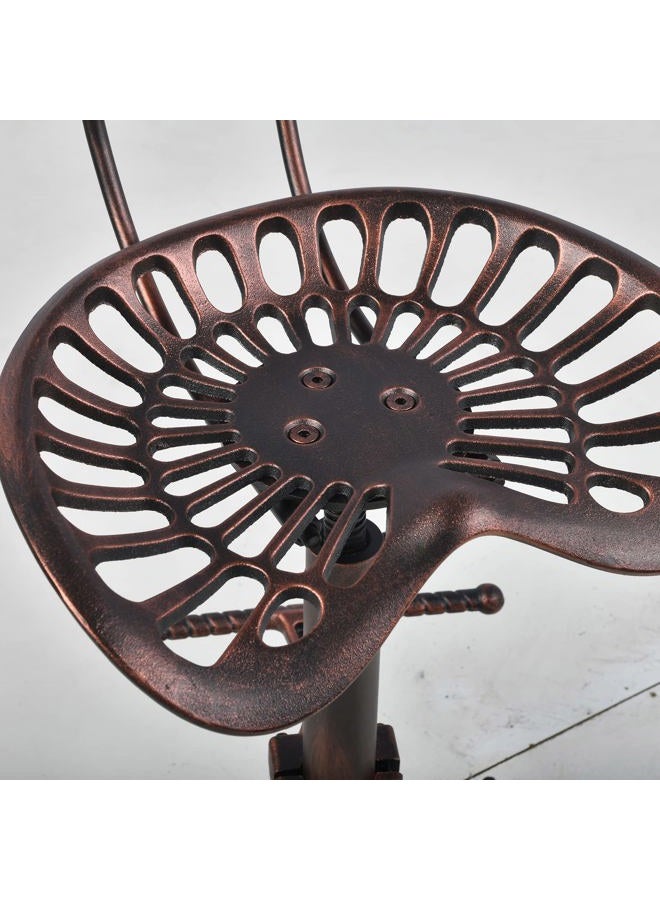 Diwhy Industrial Design Metal Adjustable Height Backrest Chair Vintage Tractor Saddle Bar Stool Copper - Image 5