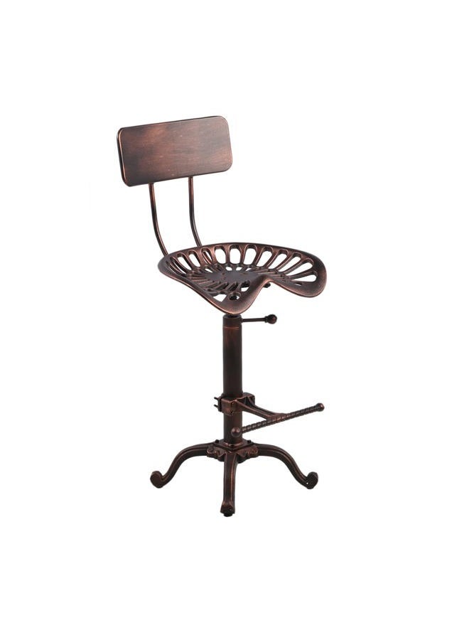Diwhy Industrial Design Metal Adjustable Height Backrest Chair Vintage Tractor Saddle Bar Stool Copper - Image 1