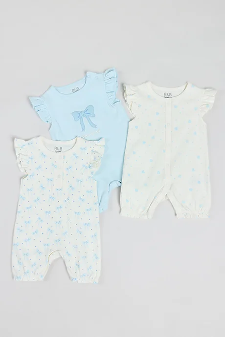 أر أند بي 3 Pack Printed Rompers