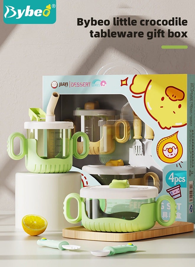 4-Pieces Baby Feeding Set - Sippy Cup With Straw And Lid, Feeding Bowl, Spoon And Fork - Image 2