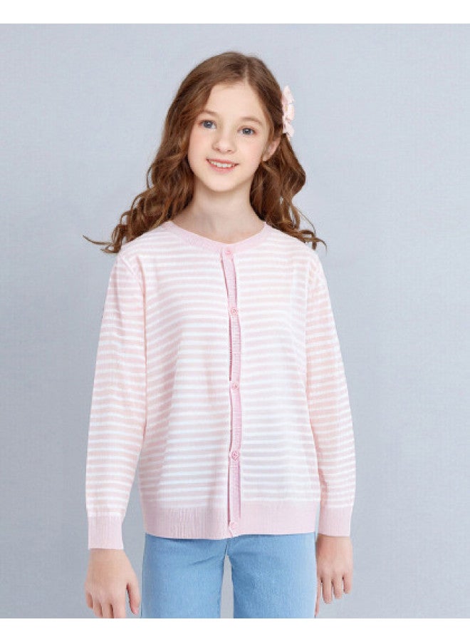 DEESHA Simple Long Sleeve Knit Cardigan】girls' Spring/autumn Outfit Parent-child Matching Cotton Round Neck Top - Image 1