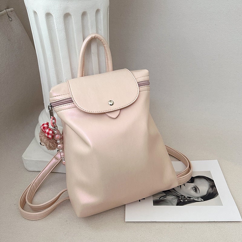Texted Backpack Womens Backpack New Fashion Solid Color Schoolbag Girls College Students Short-distance Travel Bag Student Bag Pink 