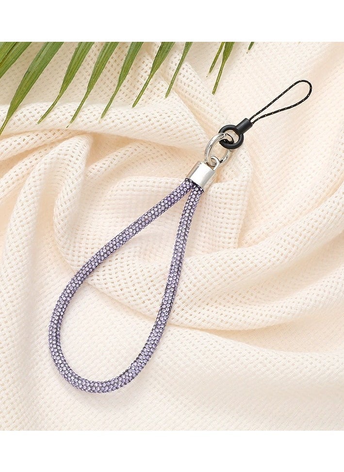 Sparkle Accessories Lavender Rhinestone Encrusted Lanyard, Phone Strap, Adjustable Phone Lanyard with glittering string, Phone Wrist Strap for Airpods, Phone case, Camera Wrist Strap, Purple 