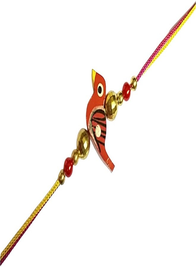 Krishna Rakhi Fancy Brown Wooden Bird pendal with Environment Friendly for Rakshabandhan for Men and Boys - Image 1