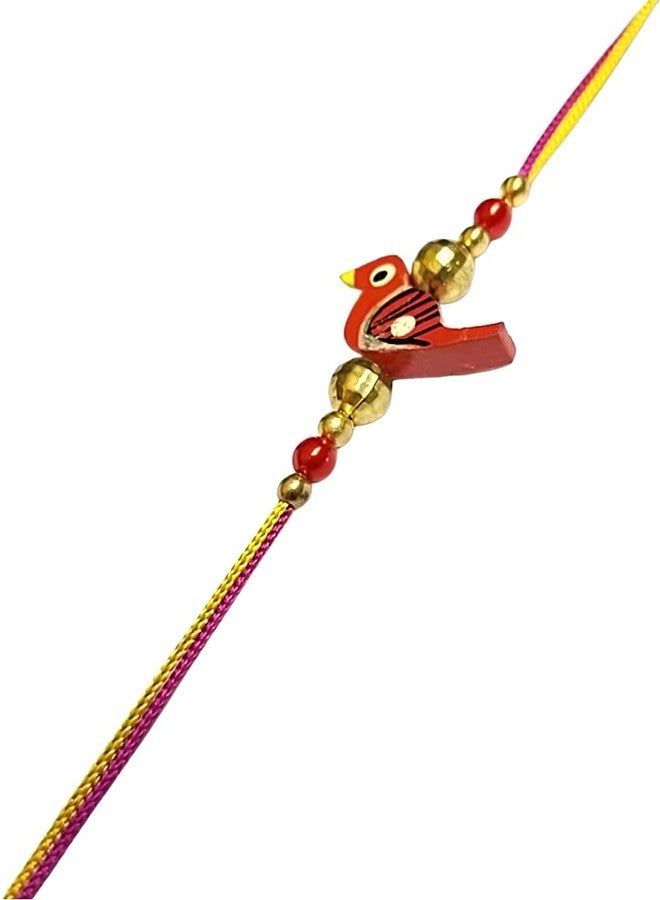 Krishna Rakhi Fancy Brown Wooden Bird pendal with Environment Friendly for Rakshabandhan for Men and Boys - Image 2