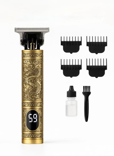 Pharaonic Design Professional Electric Hair Clipper – LCD Display, Engraved Metal Body, USB-C Charging, 1200mAh Battery, Professional Performance