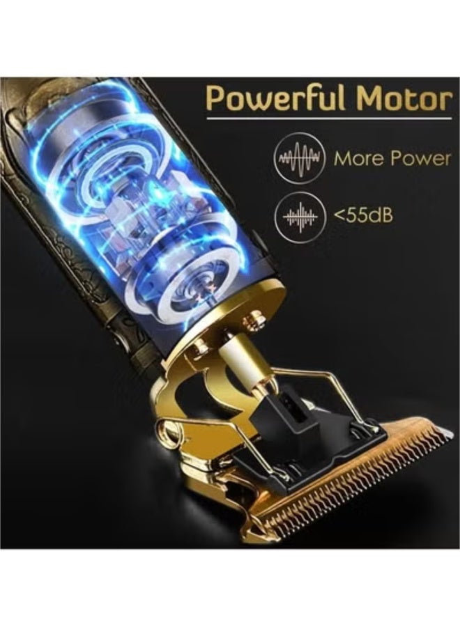 كيميل ماكينة حلاقة كهربائية بتصميم فرعوني فاخر – شاشة رقمية LCD، جسم معدني منقوش برموز فرعونية، شحن USB-C، بطارية 1200 مللي أمبير، أداء احترافي - Image 3