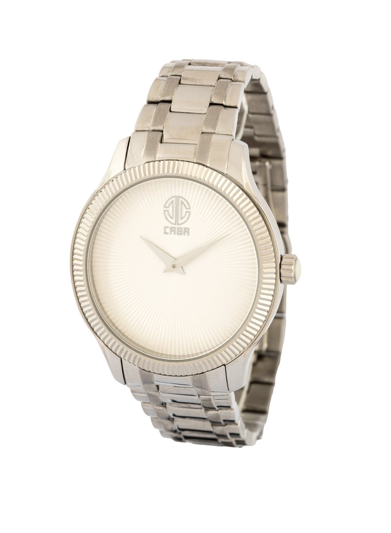 Caba Men's Watch, Elegant Design, Elegant Design, White Dial And Without Numbers, Water Resistant And Rust Resistant, Stainless Steel, Silver - 3106885M - Image 1