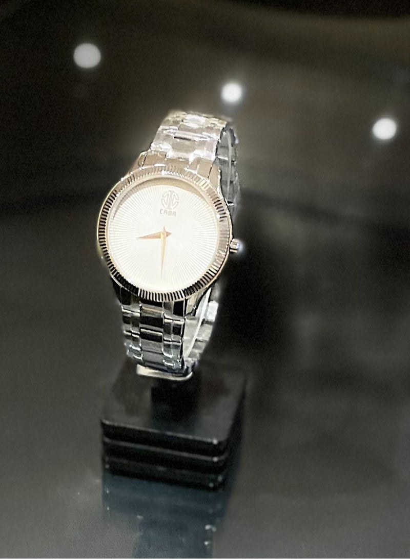 Caba Men's Watch, Elegant Design, Elegant Design, White Dial And Without Numbers, Water Resistant And Rust Resistant, Stainless Steel, Silver - 3106885M - Image 3
