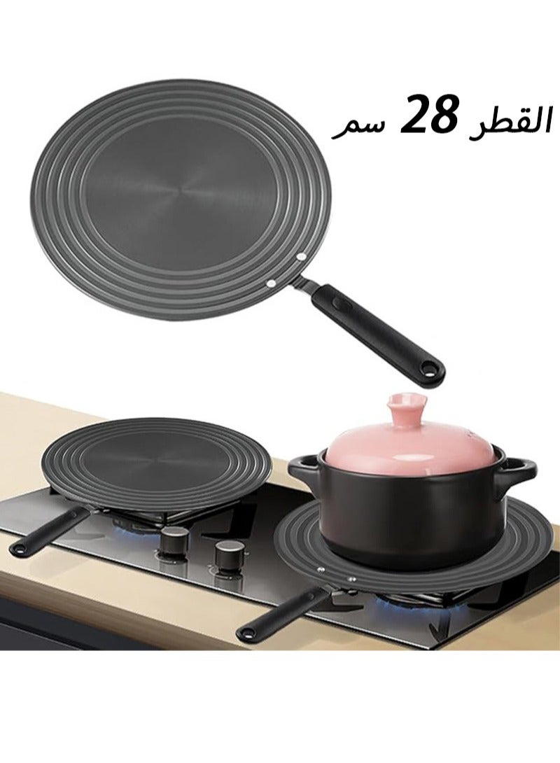 Apustim Diffuser For Gas Stove，Upgraded And Thickened Heat Conduction Plate With Anti Scalding Handle，Protect Pot Accessories，Suitable For Gas Stove，Induction Cooker，Cooking Pot，Stove （Diameter 28cm）  - Image 1
