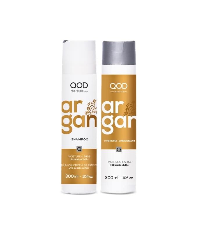 QOD PRO Argan Shampoo and Conditioner Set | For Dry, Damaged, Frizzy and Dull Hair | Promotes Shine and Softness | 300ML -10 FL OZ each