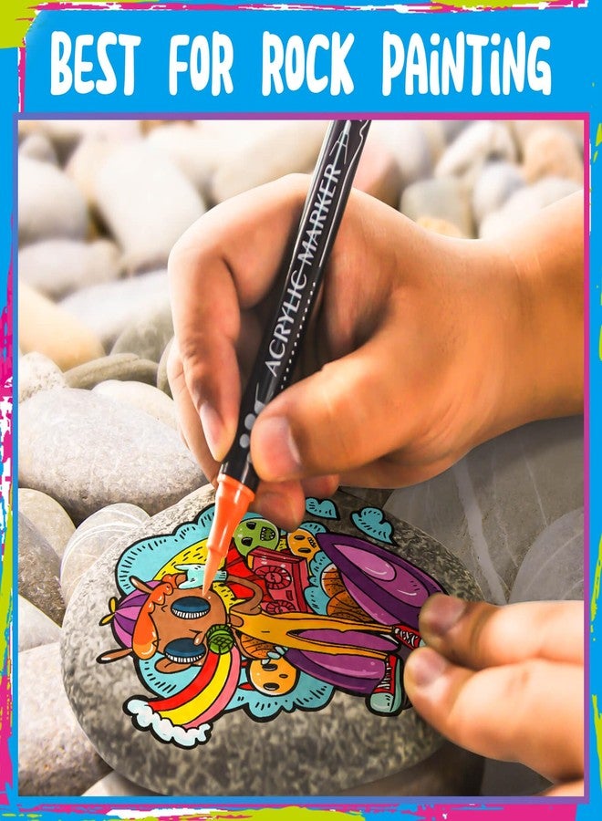 Coogert 24 Colors Dual Tip Acrylic Paint Markers,Fine Tip and Brush Tip Permanent Acrylic Paint Pens For Rock Painting, Canvas, Wood, Glass, Ceramic, Fabric, Plastic, Egg, Scrapbook,Art Painting Supplies Kit - Image 4