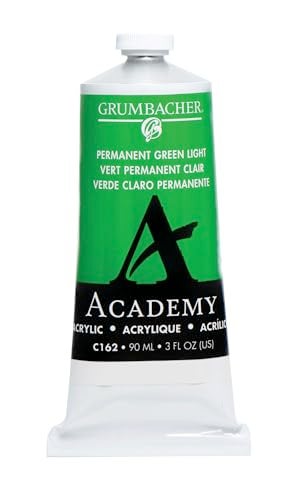 Grumbacher Academy Acrylic Paint, 90-ml, Permanent Green Light, 3 Ounces - Image 1