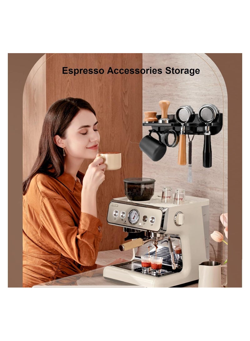 Excefore Coffee Tool Holder, Coffee Portafilter Holder Wall Mount, Space Saving Floating Wall Shelves Coffee Station Organizer, Multipurpose Espresso Tools Holder for Bar/Home/Office (51mm) - Image 5