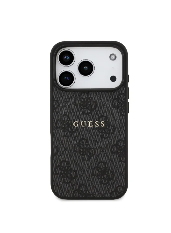 GUESS iPhone 17 Pro Max MagSafe 4G PU Leather Case With Classic Logo  /  Magsafe Compatible / Ultra Slim / lightweight design / Easy Installation - Black
