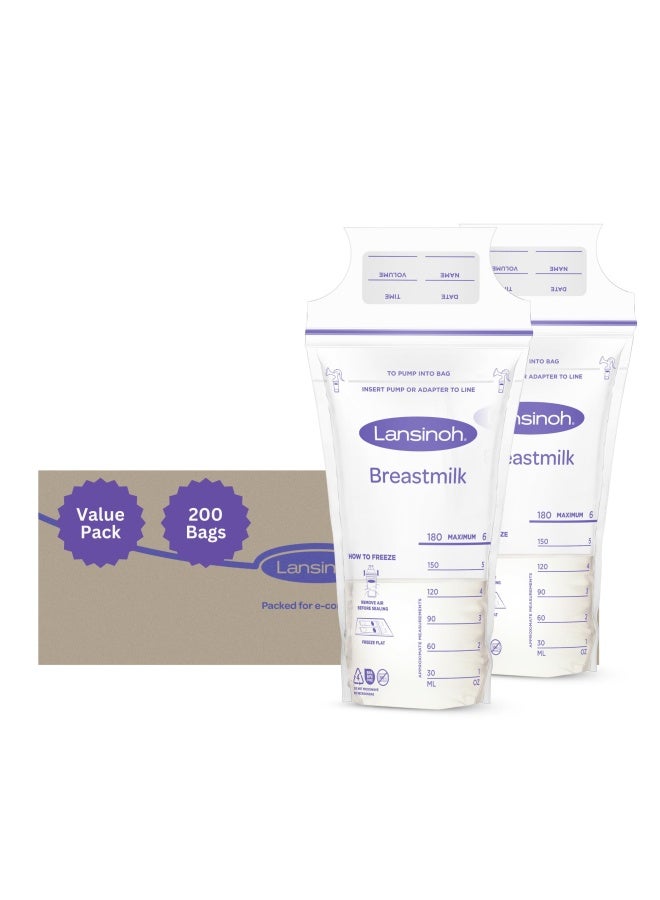 Lansinoh Breastmilk Storage Bags  200 Count Value Pack  Easy To Use Milk Storage Bags For Breastfeeding  Presterilized  Hygienically Doubled-Sealed  For Refrigeration And Freezing  6 Ounce - Image 1