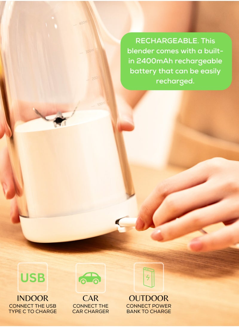 QUTEK FreshBlend smart portable Blender Food-grade durable ABS Material Non-Toxic, Eco-friendly and BPA free 6 powerful and fast blades 2*1200mAh rechargeable battery  - Image 1
