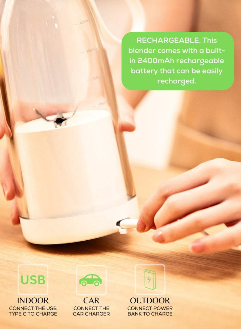QUTEK Qutek FreshBlend Portable Blender – 500ml Personal Blender with 6 Stainless Steel Blades, Type-C USB Rechargeable, Food-Grade ABS – Smoothie Maker for Shakes, Juices & Protein Drinks  - Image 2