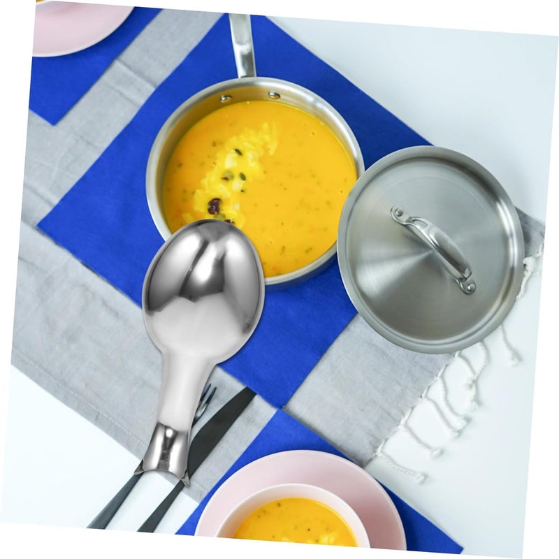 VOSAREA Stainless Steel Soup Spoon for Home Kitchen, Silver Kitchen Cutlery Tableware, Sturdy Rice and Cooking Spoon for Daily Dining - Image 5