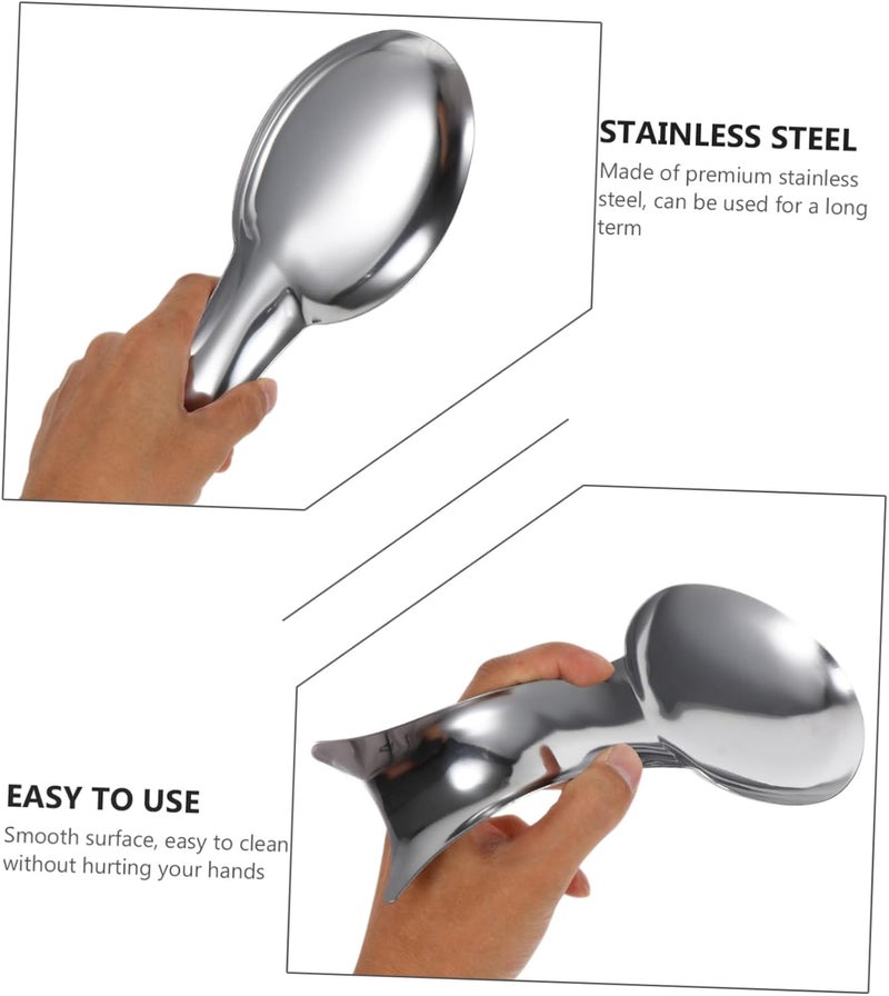 VOSAREA Stainless Steel Soup Spoon for Home Kitchen, Silver Kitchen Cutlery Tableware, Sturdy Rice and Cooking Spoon for Daily Dining - Image 2