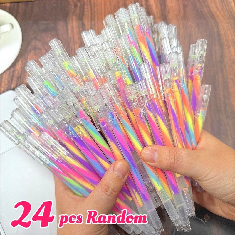 24 Random Mixed Neon Glitter Pink Fountain Pens For Journaling Crafts - Image 1