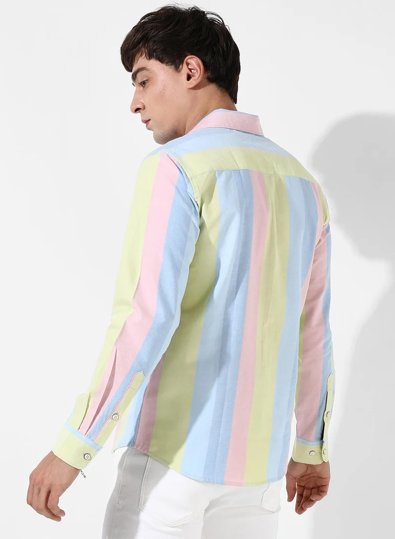 Campus Sutra Men's Multicolour Roman Striped Shirt